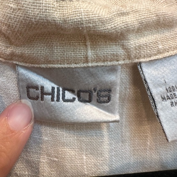 Chico's Art To Wear 100% Linen Pueblo South American Landscape Blouse Size Large - Picture 7 of 14